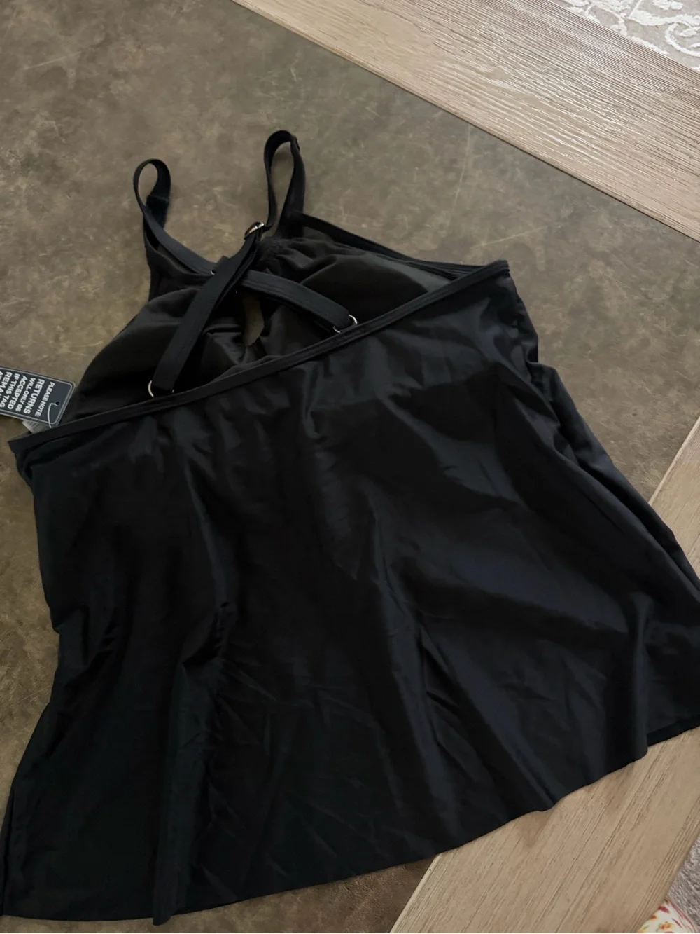 New Blooming Jelly Black Tankini Swimsuit With Modest High Neck